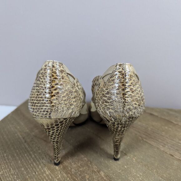 Vintage Jasmin Collection Snakeskin Mesh Heels Sz 7 | 3” Pointed Toe Pumps Glam - Picture 10 of 13